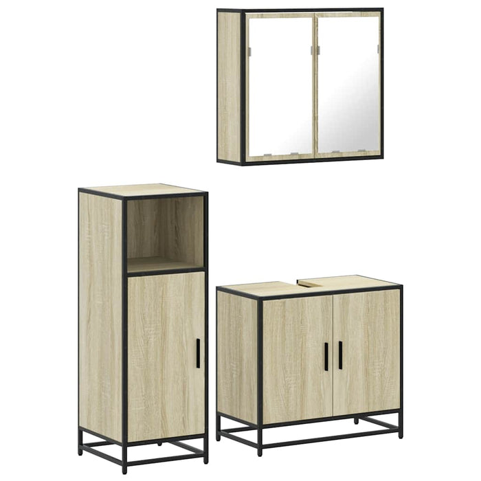 Set mobilier de baie, 3 piese, stejar sonoma, lemn prelucrat - WALTI WALTI