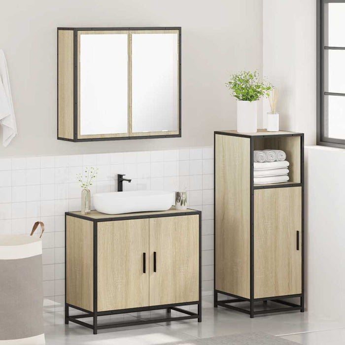 Set mobilier de baie, 3 piese, stejar sonoma, lemn prelucrat - WALTI WALTI