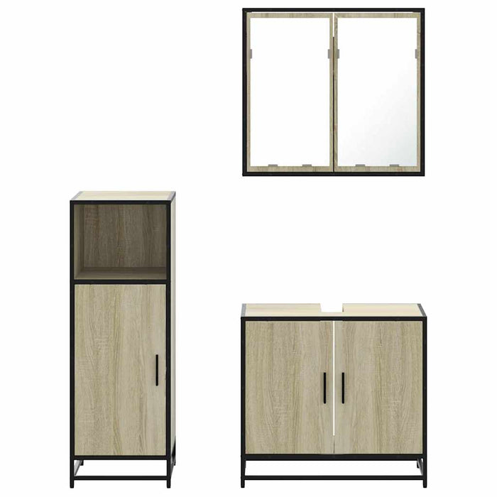 Set mobilier de baie, 3 piese, stejar sonoma, lemn prelucrat - WALTI WALTI