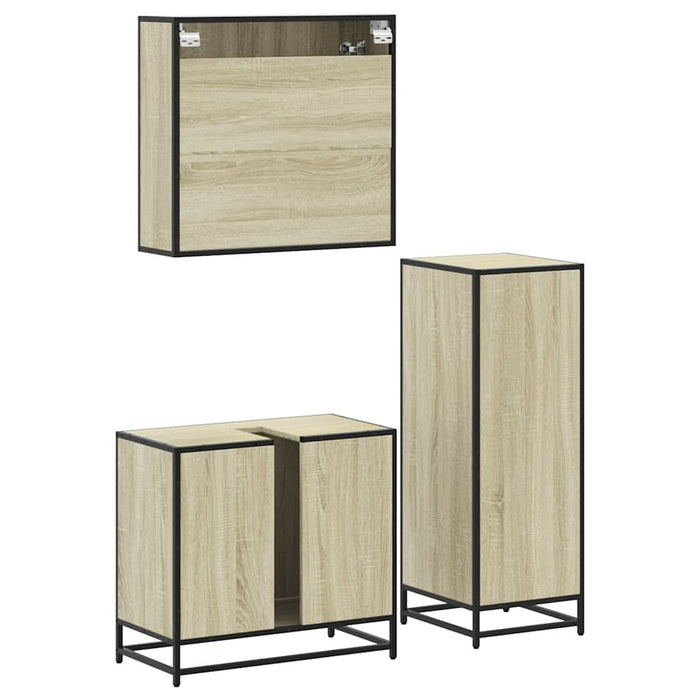 Set mobilier de baie, 3 piese, stejar sonoma, lemn prelucrat - WALTI WALTI