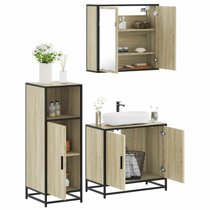 Set mobilier de baie, 3 piese, stejar sonoma, lemn prelucrat - WALTI WALTI