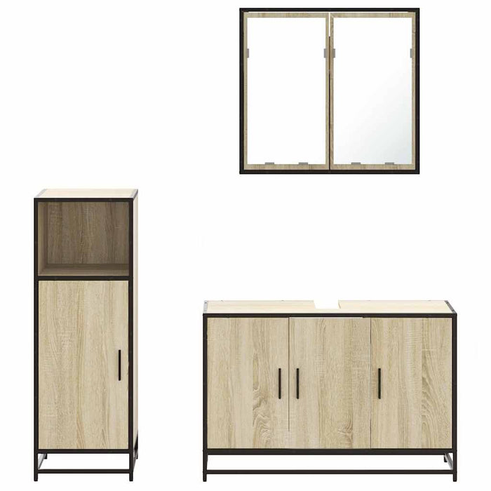 Set mobilier de baie, 3 piese, stejar sonoma, lemn prelucrat WALTI