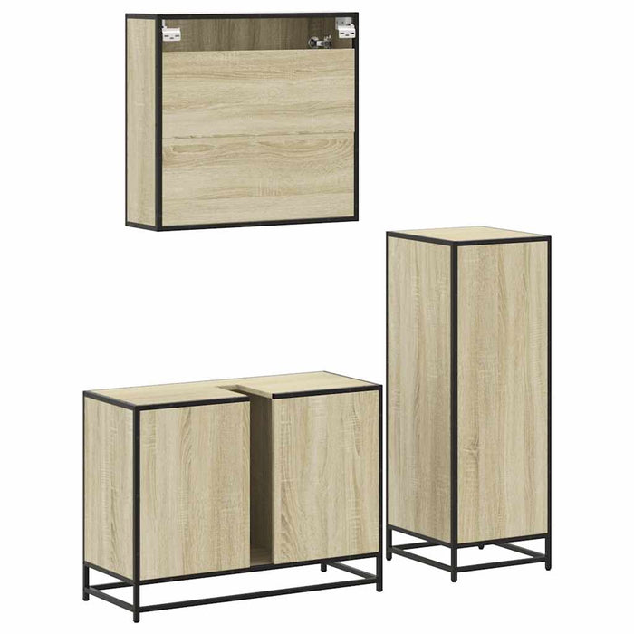 Set mobilier de baie, 3 piese, stejar sonoma, lemn prelucrat WALTI