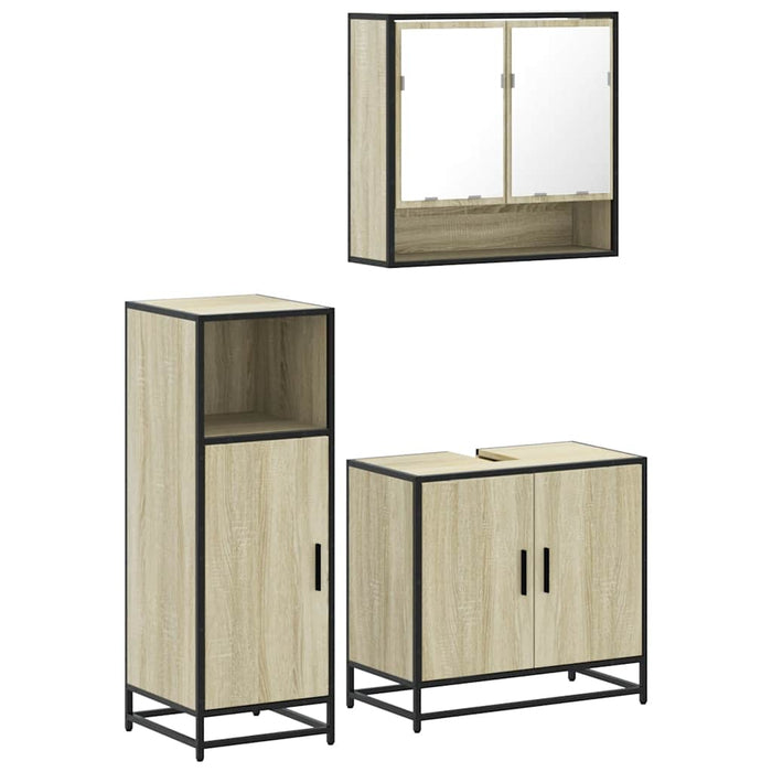 Set mobilier de baie, 3 piese, stejar sonoma, lemn prelucrat WALTI