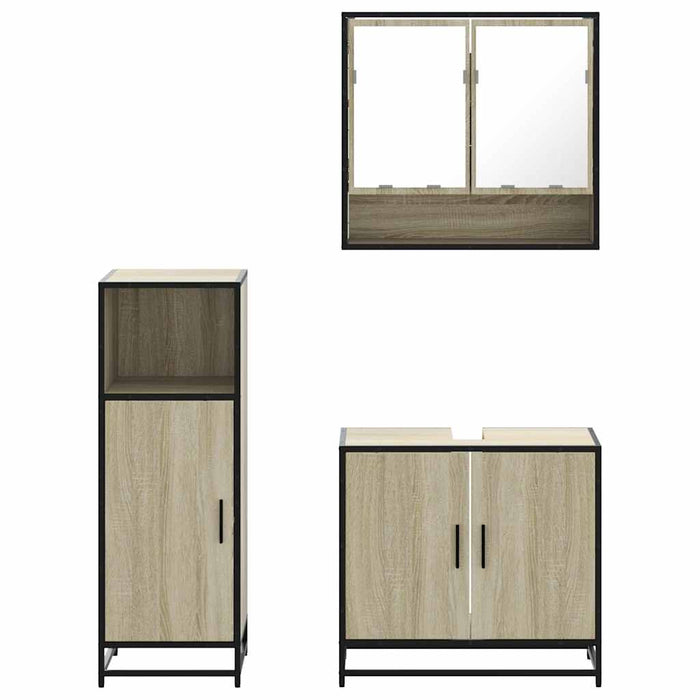 Set mobilier de baie, 3 piese, stejar sonoma, lemn prelucrat WALTI