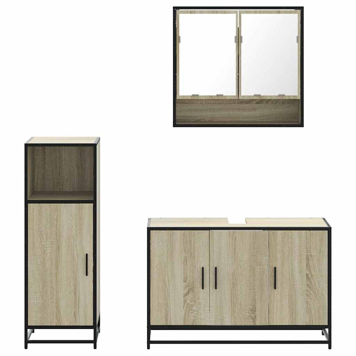 Set mobilier de baie, 3 piese, stejar sonoma, lemn prelucrat WALTI