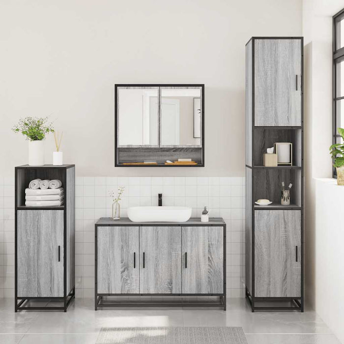 Set mobilier de baie, 3 piese, gri sonoma, lemn prelucrat - WALTI WALTI