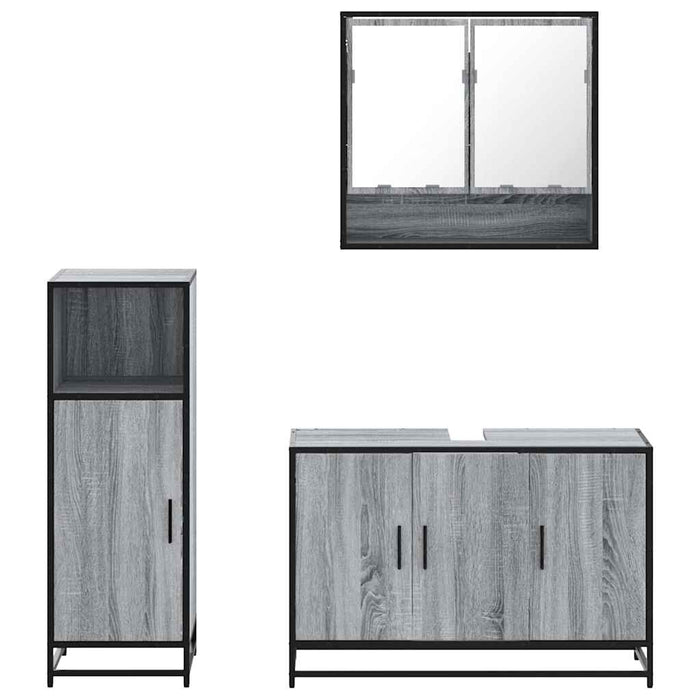 Set mobilier de baie, 3 piese, gri sonoma, lemn prelucrat - WALTI WALTI