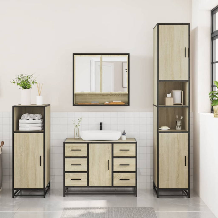 Set mobilier de baie, 3 piese, stejar sonoma, lemn prelucrat - WALTI WALTI