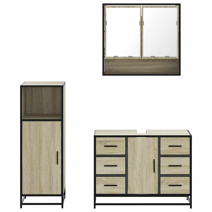 Set mobilier de baie, 3 piese, stejar sonoma, lemn prelucrat - WALTI WALTI