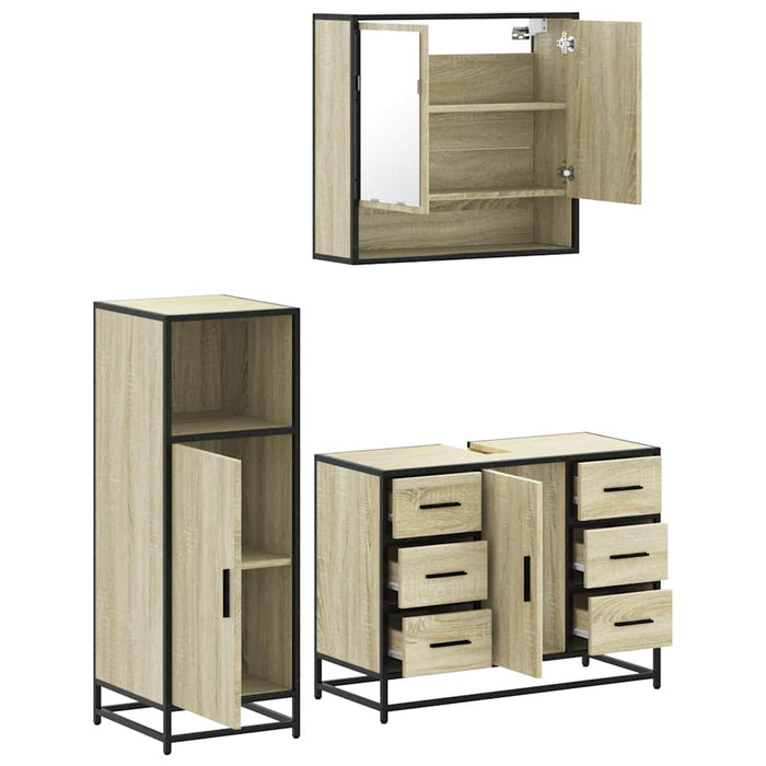 Set mobilier de baie, 3 piese, stejar sonoma, lemn prelucrat - WALTI WALTI