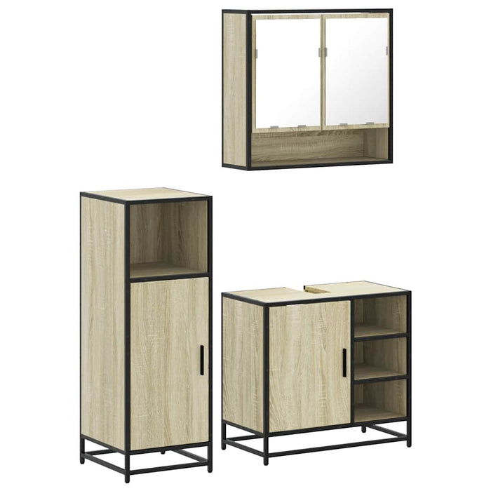 Set mobilier de baie, 3 piese, stejar sonoma, lemn prelucrat WALTI