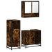 Set mobilier de baie, 3 piese, stejar fumuriu, lemn prelucrat - WALTI WALTI