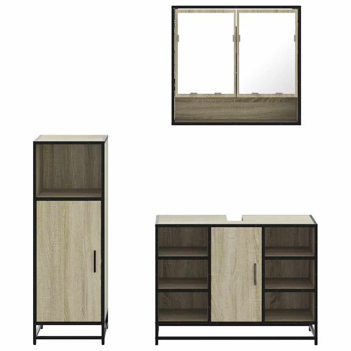 Set mobilier de baie, 3 piese, stejar sonoma, lemn prelucrat WALTI