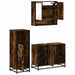 Set mobilier de baie, 3 piese, stejar fumuriu, lemn prelucrat - WALTI WALTI