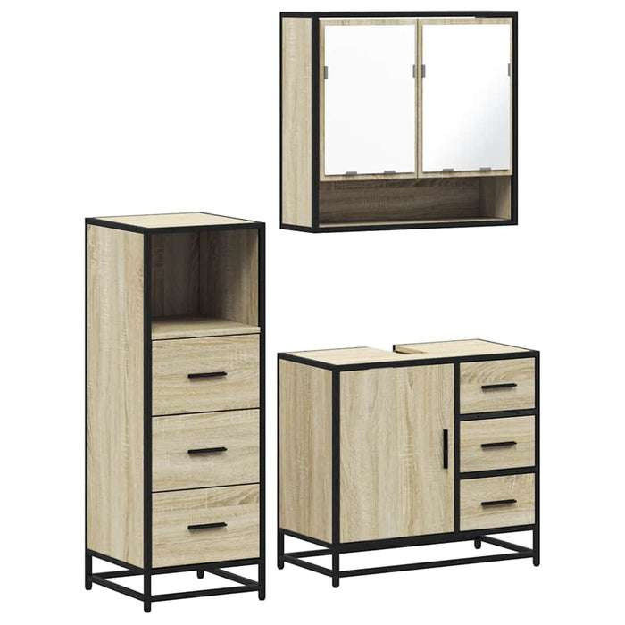 Set mobilier de baie, 3 piese, stejar sonoma, lemn prelucrat - WALTI WALTI