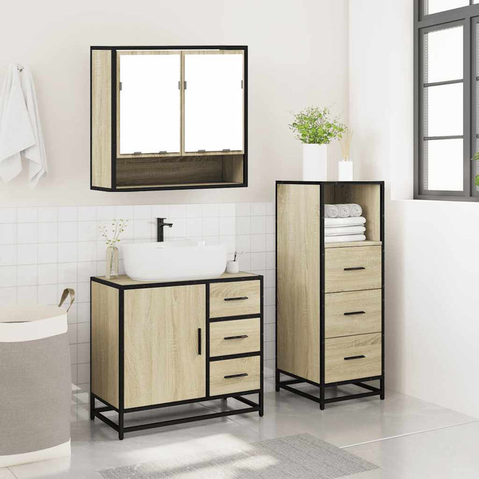 Set mobilier de baie, 3 piese, stejar sonoma, lemn prelucrat - WALTI WALTI