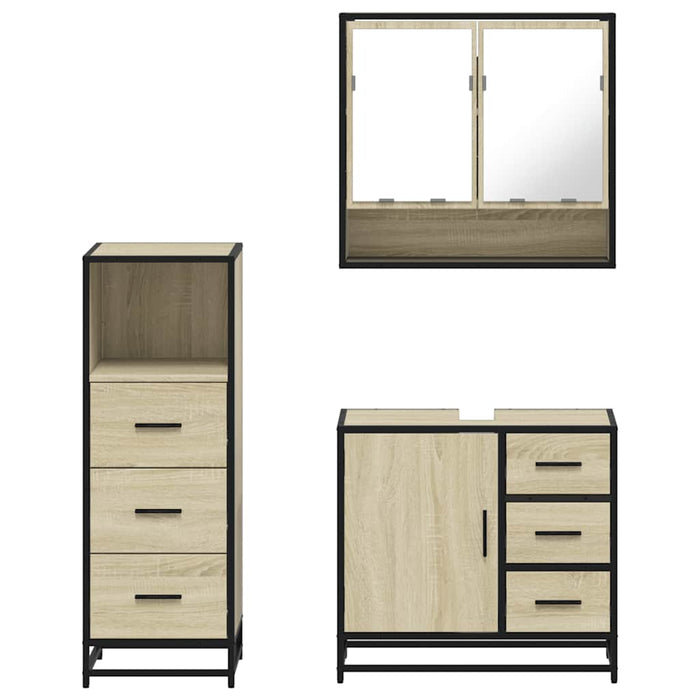 Set mobilier de baie, 3 piese, stejar sonoma, lemn prelucrat - WALTI WALTI