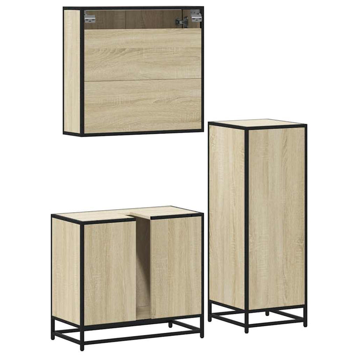 Set mobilier de baie, 3 piese, stejar sonoma, lemn prelucrat - WALTI WALTI