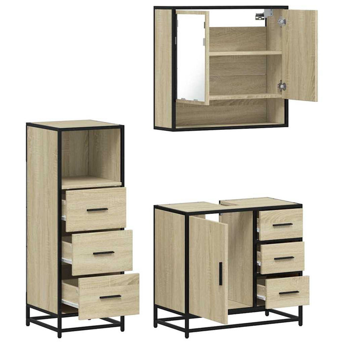 Set mobilier de baie, 3 piese, stejar sonoma, lemn prelucrat - WALTI WALTI