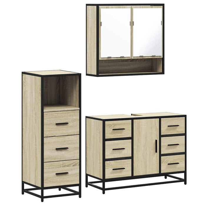 Set mobilier de baie, 3 piese, stejar sonoma, lemn prelucrat - WALTI WALTI