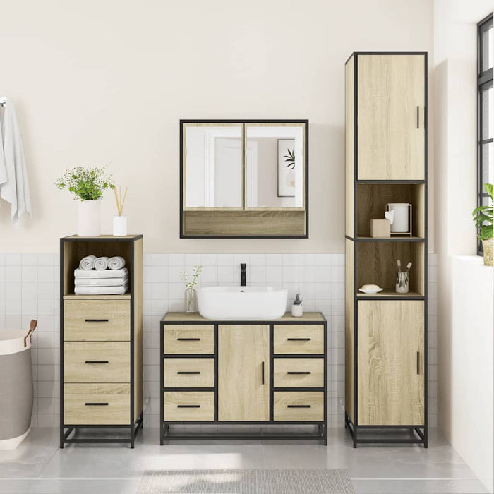 Set mobilier de baie, 3 piese, stejar sonoma, lemn prelucrat - WALTI WALTI