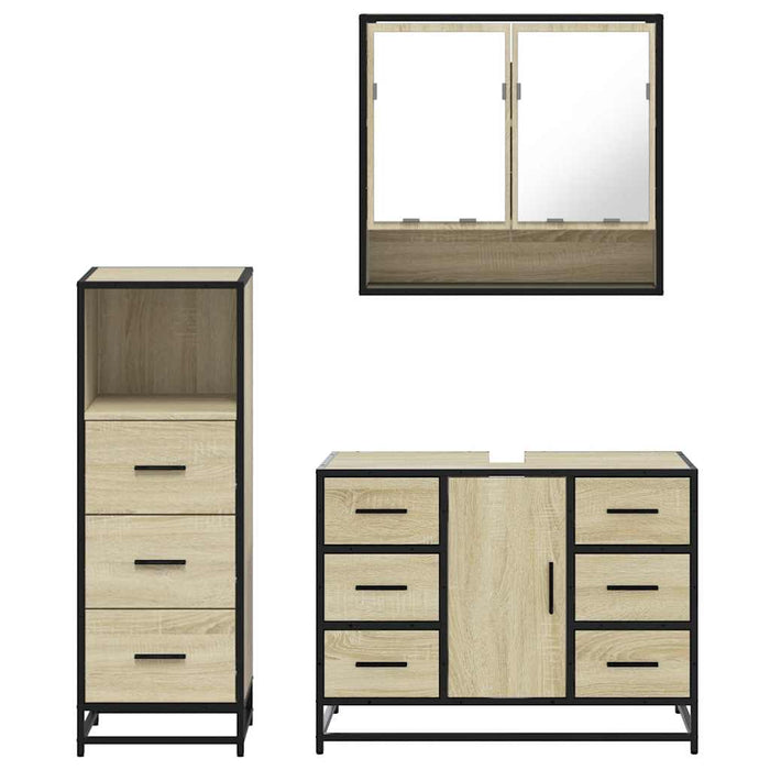 Set mobilier de baie, 3 piese, stejar sonoma, lemn prelucrat - WALTI WALTI
