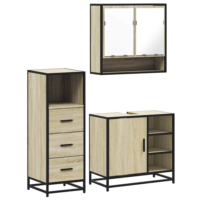 Set mobilier de baie, 3 piese, stejar sonoma, lemn prelucrat - WALTI WALTI