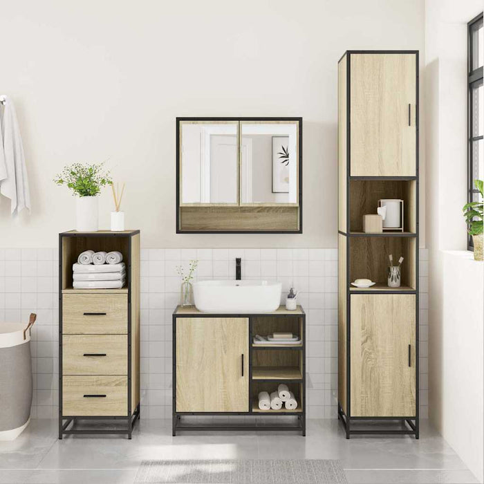 Set mobilier de baie, 3 piese, stejar sonoma, lemn prelucrat - WALTI WALTI