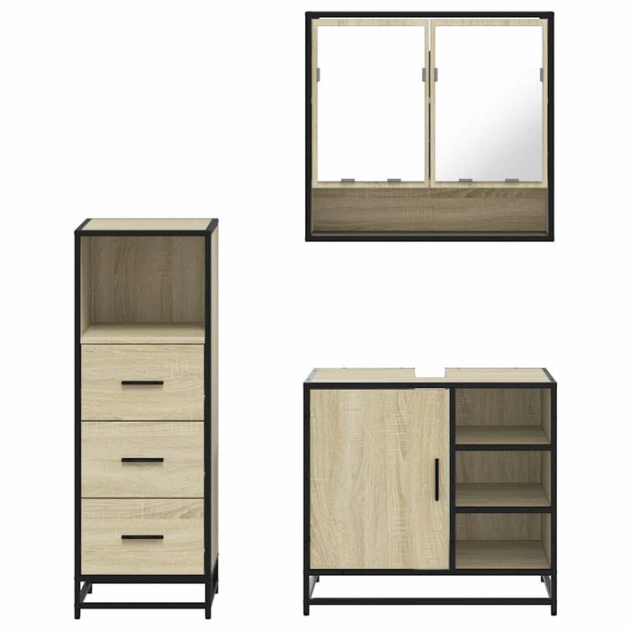 Set mobilier de baie, 3 piese, stejar sonoma, lemn prelucrat - WALTI WALTI