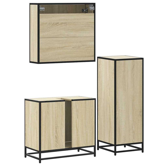 Set mobilier de baie, 3 piese, stejar sonoma, lemn prelucrat - WALTI WALTI