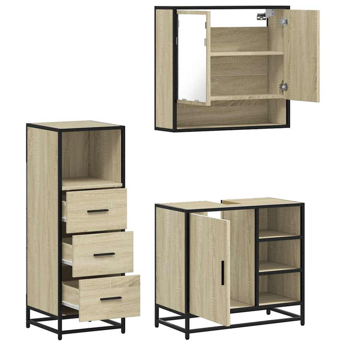 Set mobilier de baie, 3 piese, stejar sonoma, lemn prelucrat - WALTI WALTI