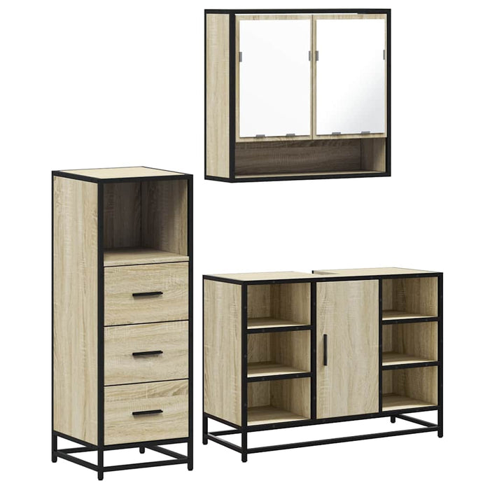Set mobilier de baie, 3 piese, stejar sonoma, lemn prelucrat - WALTI WALTI