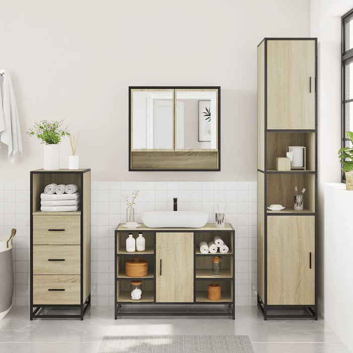 Set mobilier de baie, 3 piese, stejar sonoma, lemn prelucrat - WALTI WALTI