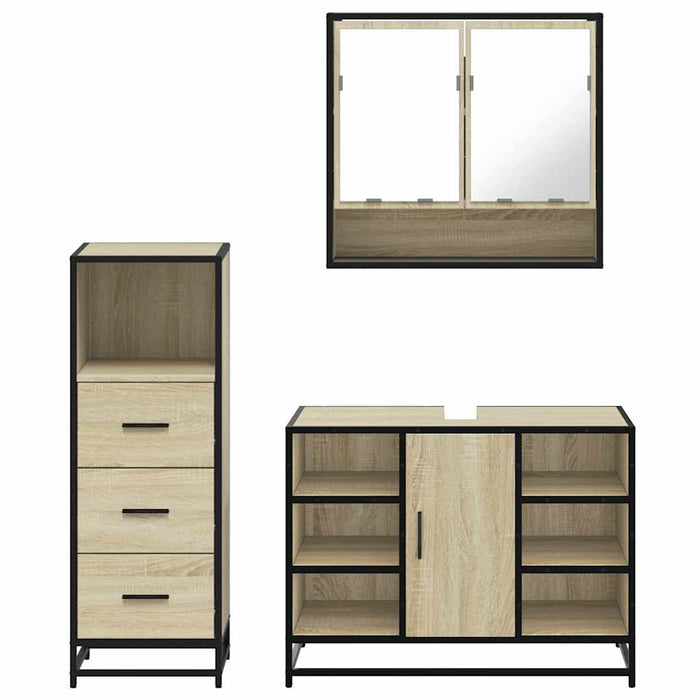 Set mobilier de baie, 3 piese, stejar sonoma, lemn prelucrat - WALTI WALTI