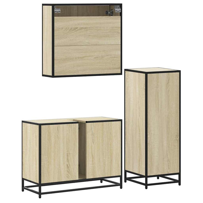Set mobilier de baie, 3 piese, stejar sonoma, lemn prelucrat - WALTI WALTI