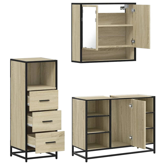 Set mobilier de baie, 3 piese, stejar sonoma, lemn prelucrat - WALTI WALTI