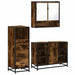 Set mobilier de baie, 3 piese, stejar fumuriu, lemn prelucrat - WALTI WALTI