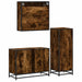Set mobilier de baie, 3 piese, stejar fumuriu, lemn prelucrat - WALTI WALTI