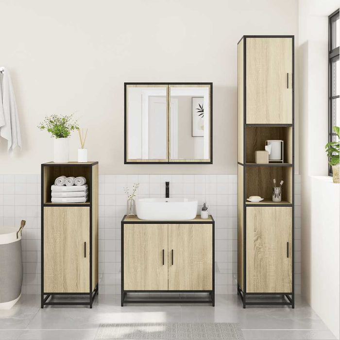 Set mobilier de baie, 3 piese, stejar sonoma, lemn prelucrat - WALTI WALTI