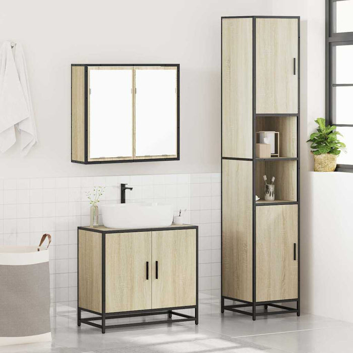 Set mobilier de baie, 3 piese, stejar sonoma, lemn prelucrat - WALTI WALTI