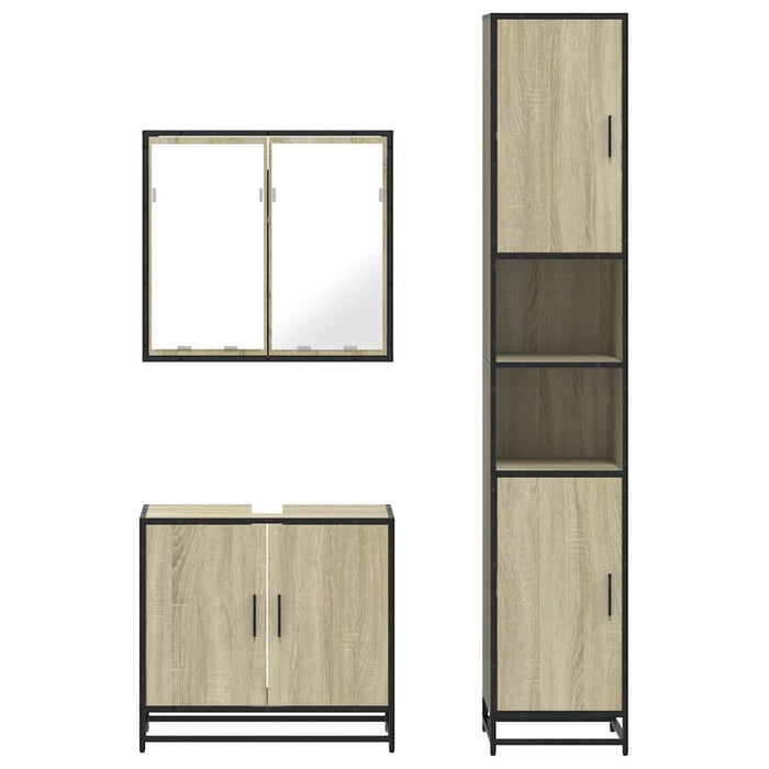 Set mobilier de baie, 3 piese, stejar sonoma, lemn prelucrat - WALTI WALTI