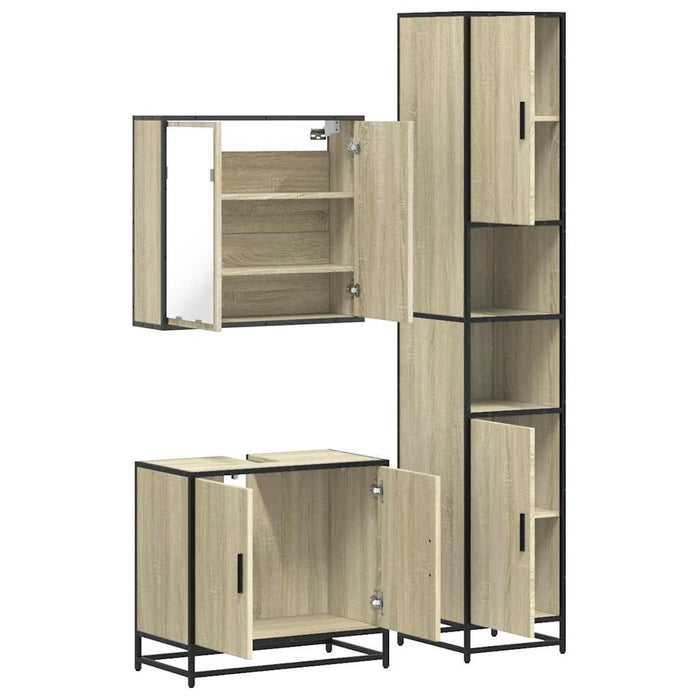 Set mobilier de baie, 3 piese, stejar sonoma, lemn prelucrat - WALTI WALTI