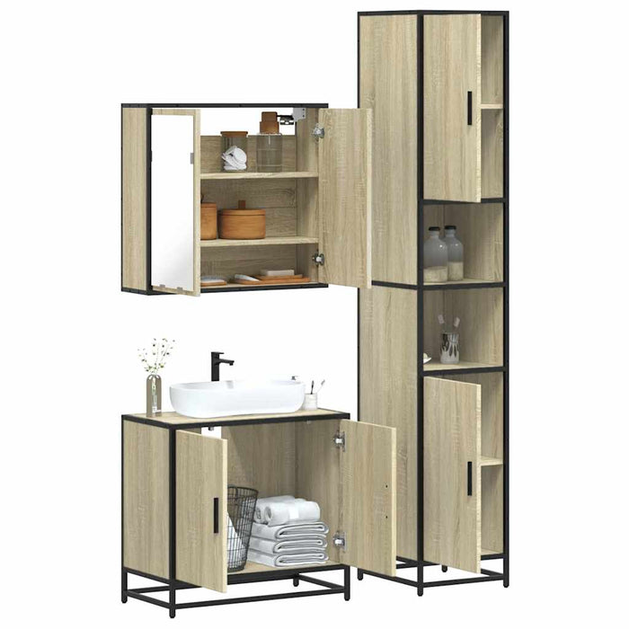 Set mobilier de baie, 3 piese, stejar sonoma, lemn prelucrat - WALTI WALTI