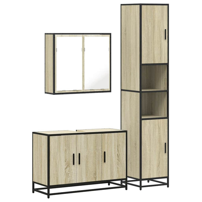 Set mobilier de baie, 3 piese, stejar sonoma, lemn prelucrat - WALTI WALTI