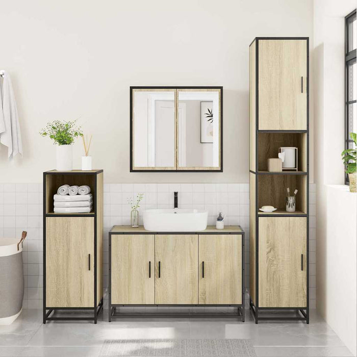 Set mobilier de baie, 3 piese, stejar sonoma, lemn prelucrat - WALTI WALTI