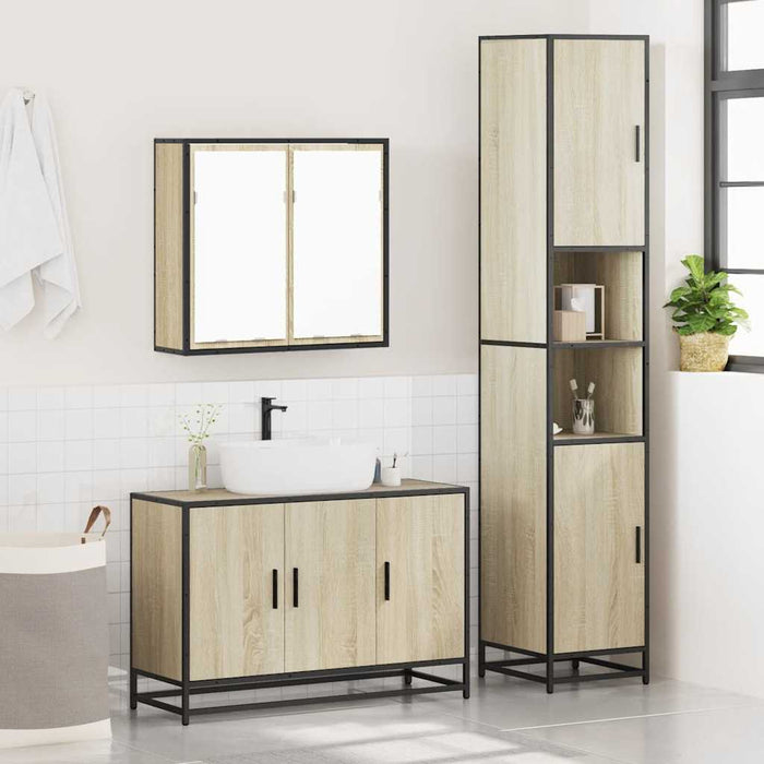 Set mobilier de baie, 3 piese, stejar sonoma, lemn prelucrat - WALTI WALTI
