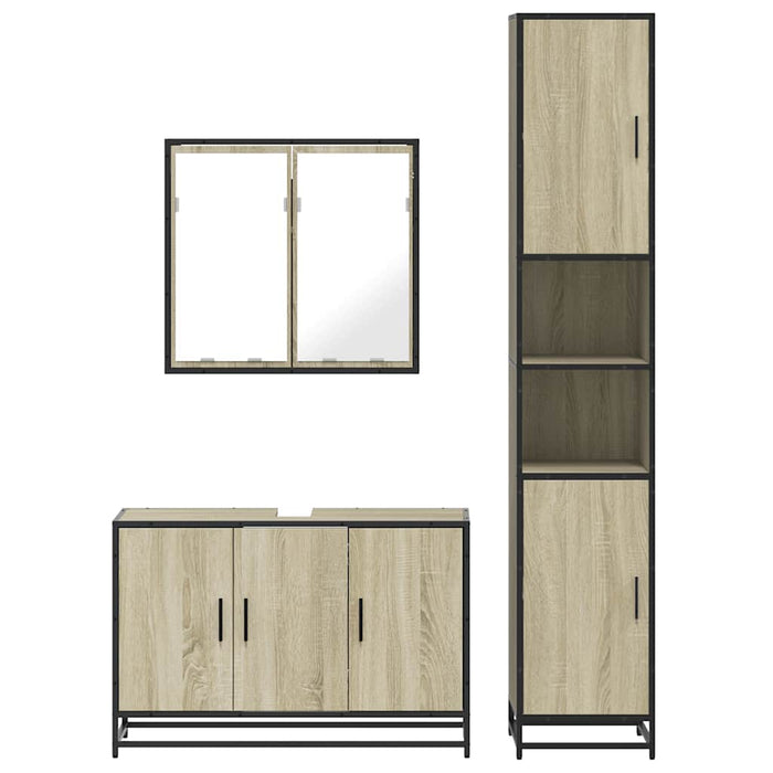Set mobilier de baie, 3 piese, stejar sonoma, lemn prelucrat - WALTI WALTI