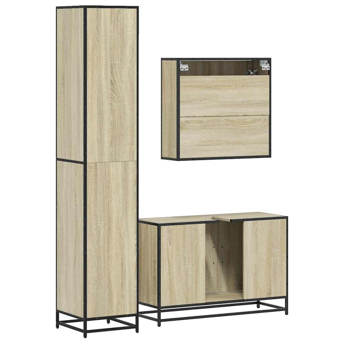 Set mobilier de baie, 3 piese, stejar sonoma, lemn prelucrat - WALTI WALTI