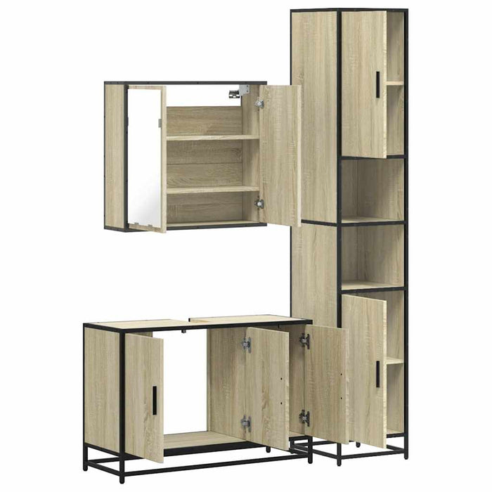 Set mobilier de baie, 3 piese, stejar sonoma, lemn prelucrat - WALTI WALTI